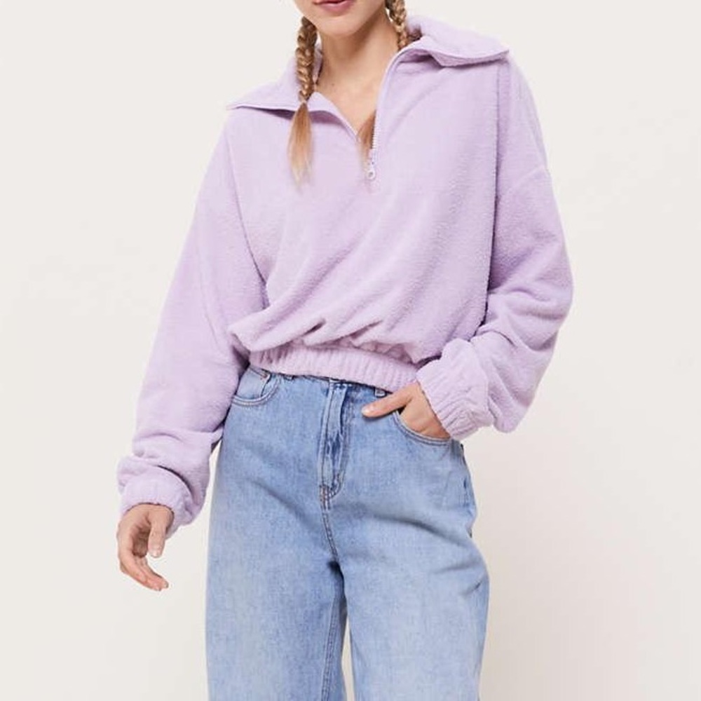 uo track meet half-zip cropped sweatshirt